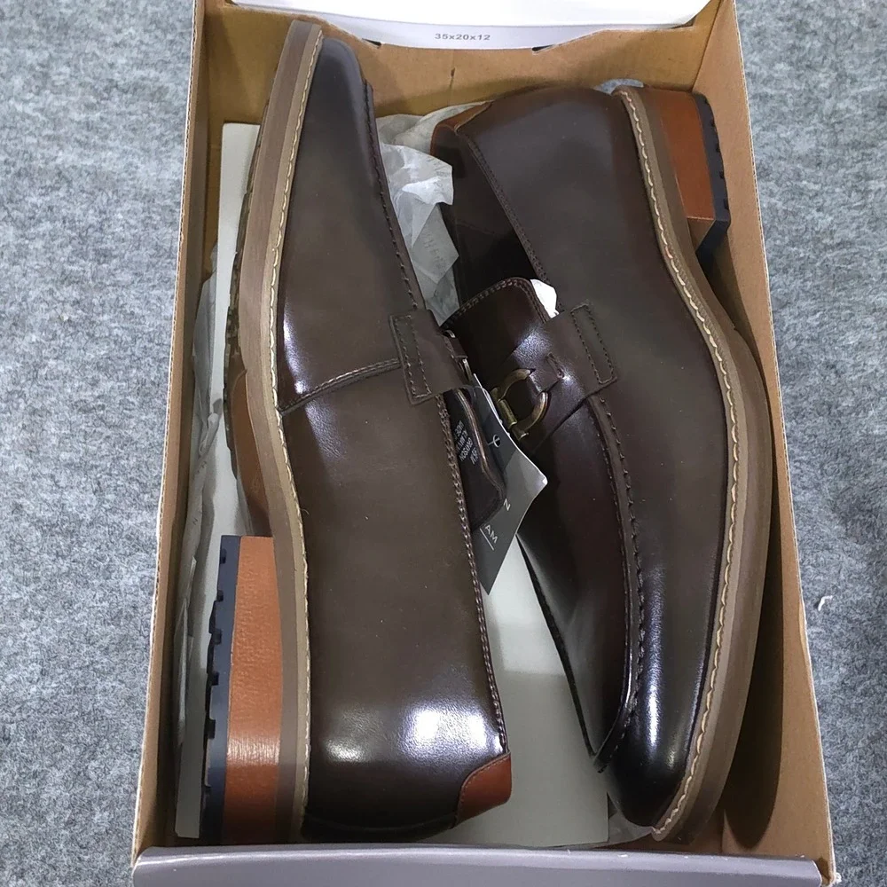 Van Heusen Grayson Mens Brown Bit Loafers Memory Foam Dress Shoe Size 9.5M
